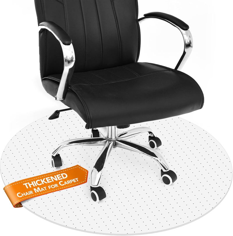 TONOS Chair Mat for Carpet- Low Pile (1/4" Thick) Carpet Protector for Office Gaming Computer Desk Chair. Heavy Duty Desk Chair Mat for Carpeted Floors, Semi Transparent (round-39in) - Image 1